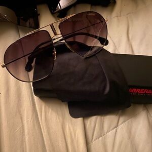 Carrera Gold Aviator Sunglasses with Black Case. Men and Women